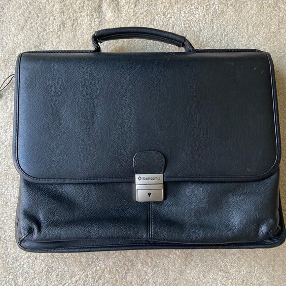Samsonite Leather Flapover Briefcase - Picture 1 of 5